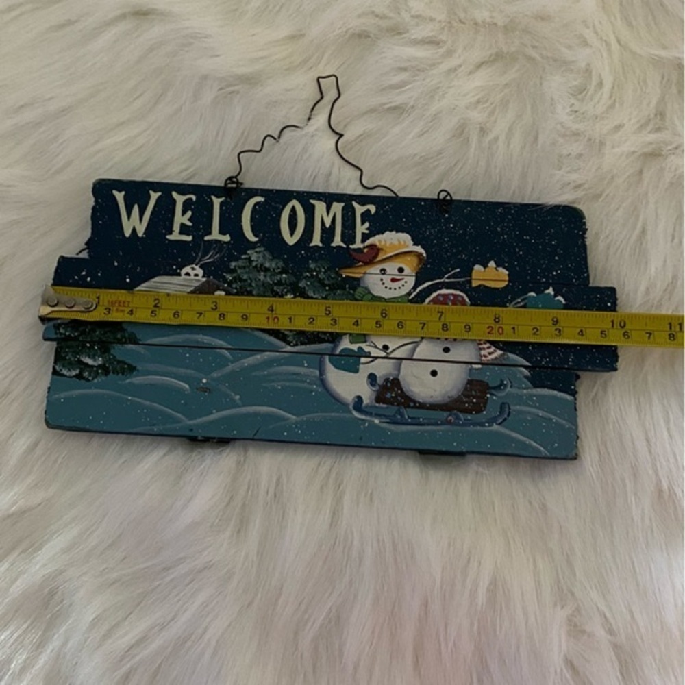 Welcome Snowman Wall Hanging Sign‎ plack Board Christmas Decor - Picture 4 of 5